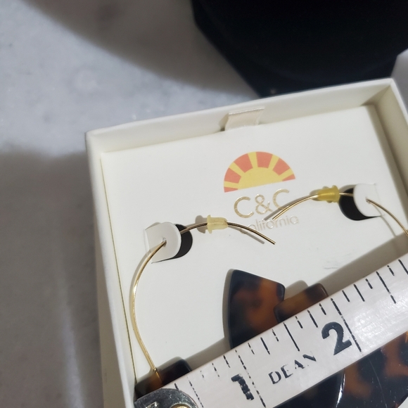 NEW C&C California Tortoise Shell Gold Vermeil Sterling Silver Hoop Earrings - Picture 7 of 7